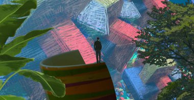 Bahçedeki renkli çiçekler.