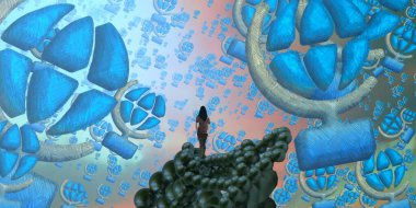 mavi soyut illüstrasyon