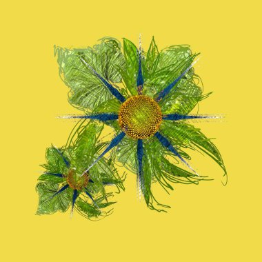 Beyaz zemin üzerine suluboya çiçek