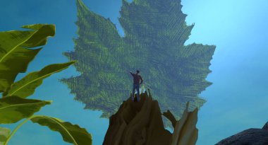 Soyut renkli arka plan, hayal gücü kavramı insan silueti.