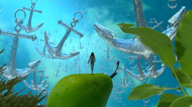 Soyut renkli arka plan, hayal gücü kavramı insan silueti.