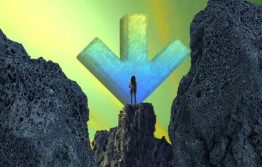 Soyut renkli arka plan, hayal gücü kavramı insan silueti.