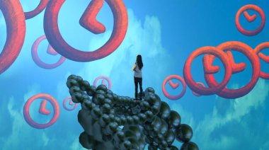 Soyut renkli arka plan, hayal gücü kavramı insan silueti.