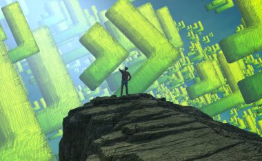 Soyut renkli arka plan, hayal gücü kavramı insan silueti.