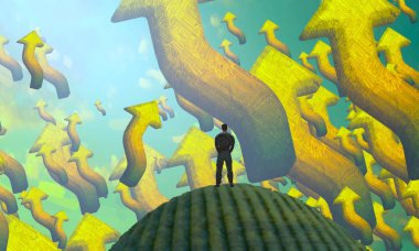 Soyut renkli arka plan, hayal gücü kavramı insan silueti.