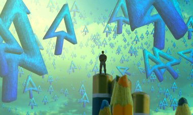 Soyut renkli arka plan, hayal gücü kavramı insan silueti.