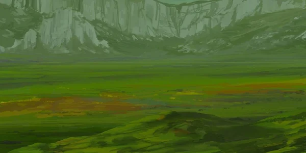 Пейзаж Гор Гуашью Акриловыми Красками — стоковое фото
