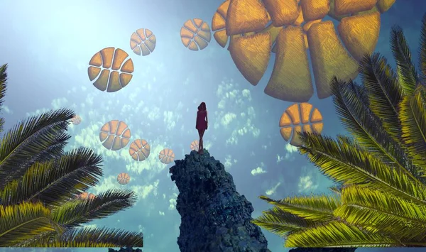 Soyut renkli arka plan, hayal gücü kavramı insan silueti.