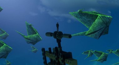 Gökyüzünde yeşil yaprak