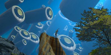 Soyut renkli arka plan, hayal gücü kavramı insan silueti.