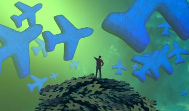 Soyut renkli arka plan, hayal gücü kavramı insan silueti.