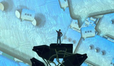 Soyut renkli arka plan, hayal gücü kavramı insan silueti.