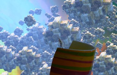 Soyut renkli arka plan, hayal gücü kavramı insan silueti.