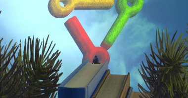 Soyut renkli arka plan, hayal gücü kavramı insan silueti.