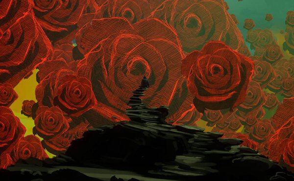 Abstract background with red roses