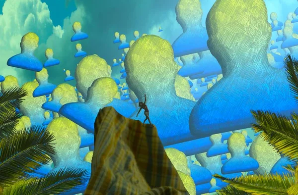 Soyut renkli arka plan, hayal gücü kavramı insan silueti.