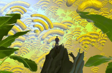 Soyut renkli arka plan, hayal gücü kavramı insan silueti.