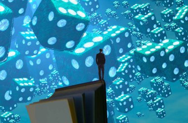 Soyut renkli arka plan, hayal gücü kavramı insan silueti.