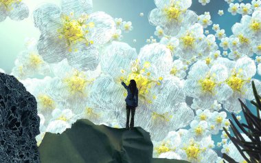 Çiçekli genç adam.