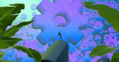 Soyut renkli arka plan, hayal gücü kavramı insan silueti.