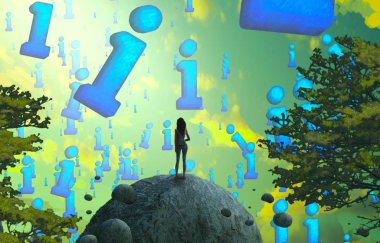 Soyut renkli arka plan, hayal gücü kavramı insan silueti.