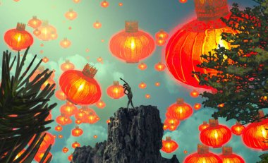 kırmızı ve noel ağacı