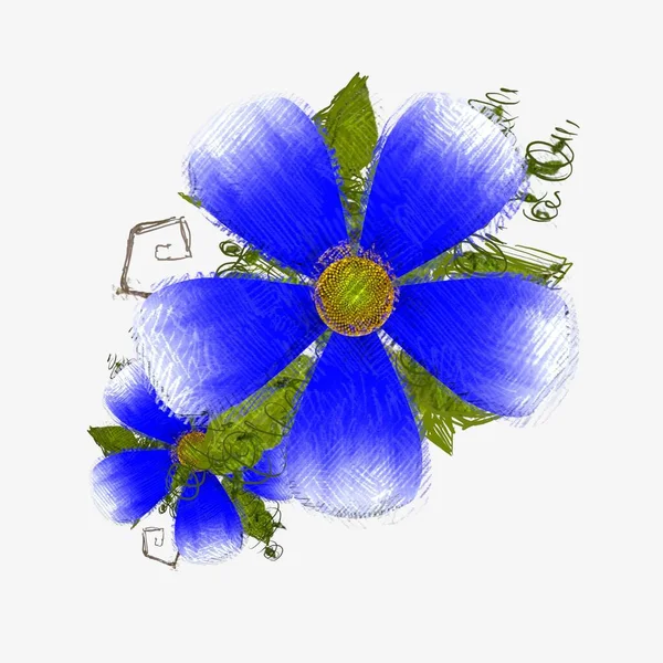 Blaue Blume Mit Blumen — Stockfoto