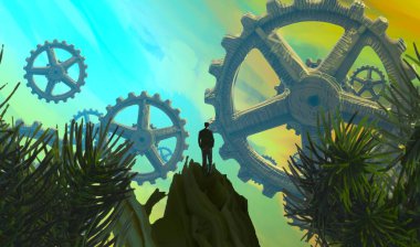 Soyut renkli arka plan, hayal gücü kavramı insan silueti.