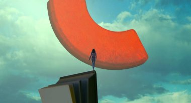 Soyut renkli arka plan, hayal gücü kavramı insan silueti.