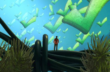 Soyut renkli arka plan, hayal gücü kavramı insan silueti.