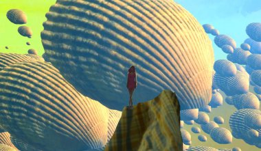 Soyut renkli arka plan, hayal gücü kavramı insan silueti.