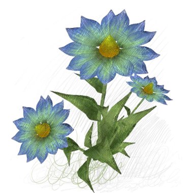 suluboya çiçek beyaz izole