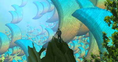 Soyut renkli arka plan, hayal gücü kavramı insan silueti.