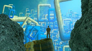 Soyut renkli arka plan, hayal gücü kavramı insan silueti.