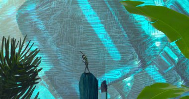 Soyut renkli arka plan, hayal gücü kavramı insan silueti.