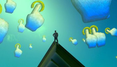 Soyut renkli arka plan, hayal gücü kavramı insan silueti.