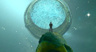 Soyut renkli arka plan, hayal gücü kavramı insan silueti.