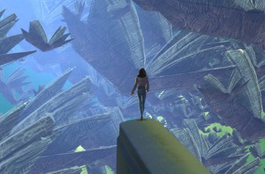 Soyut renkli arka plan, hayal gücü kavramı insan silueti.