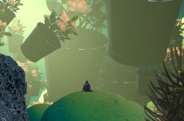 Soyut renkli arka plan, hayal gücü kavramı insan silueti.