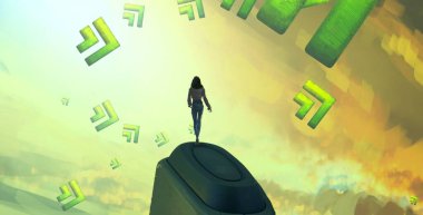 Soyut renkli arka plan, hayal gücü kavramı insan silueti.