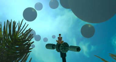 Soyut renkli arka plan, hayal gücü kavramı insan silueti.