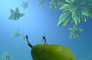 Ağaçtaki yeşil elma