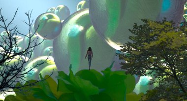 Soyut renkli arka plan, hayal gücü kavramı insan silueti.