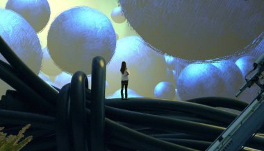 Soyut renkli arka plan, hayal gücü kavramı insan silueti.