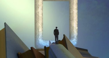 Soyut renkli arka plan, hayal gücü kavramı insan silueti.