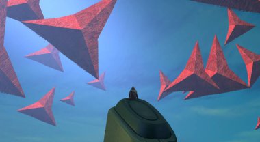 Soyut renkli arka plan, hayal gücü kavramı insan silueti.