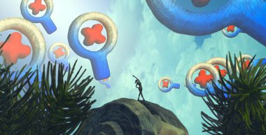 Soyut renkli arka plan, hayal gücü kavramı insan silueti.