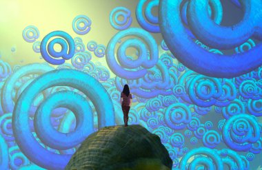 Soyut renkli arka plan, hayal gücü kavramı insan silueti.