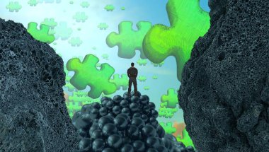 Soyut renkli arka plan, hayal gücü kavramı insan silueti.