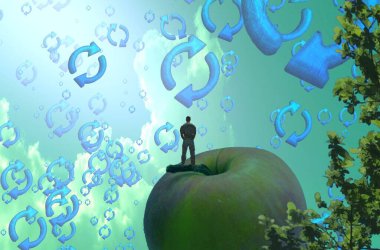 Soyut renkli arka plan, hayal gücü kavramı insan silueti.